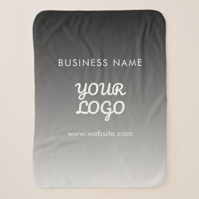 Modern Promotional Logo & Text | Editable Colour Sherpa Blanket (Front)