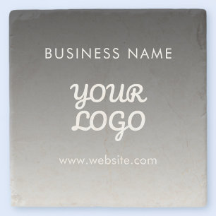 Modern Promotional Logo & Text   Editable Colour Stone Coaster
