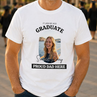 Modern Proud Dad Here | Photo Graduation T-Shirt