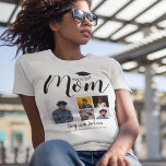 Modern Proud Mom | 5 Photo Graduation T-Shirt<br><div class="desc">Create your own Mom graduation T-shirt featuring 5 photo's of your son or daughter, text that reads "PROUD MOM", 5 pictures, your childs name, the school or collage and the class of XXXX. The tshirt is easily personalized and font styles, size and colours can be changed by clicking on the...</div>