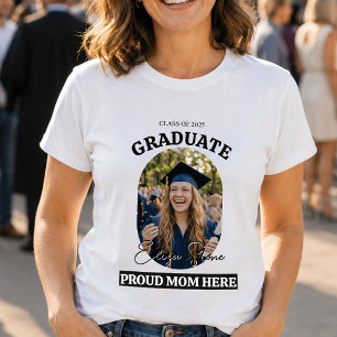 Modern Proud Mom Here Photo Graduation T-Shirt