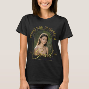 Modern Proud Mom of Grad Black Gold Custom Photo T-Shirt