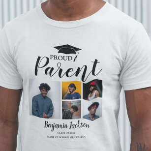 Modern Proud Parent   6 Photo Graduation T-Shirt
