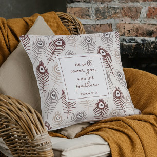 Modern Psalm 91:4 Custom Prayer Keepsake Gift Throw Pillow