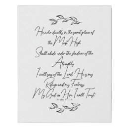 Modern Psalm 91 Christian Bible Art Leaves Faux Canvas Print