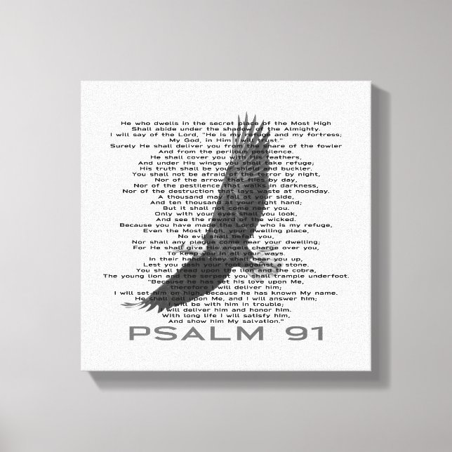 Modern Psalm 91 Soaring Bald Eagle Bible Verse Canvas Print (Front)