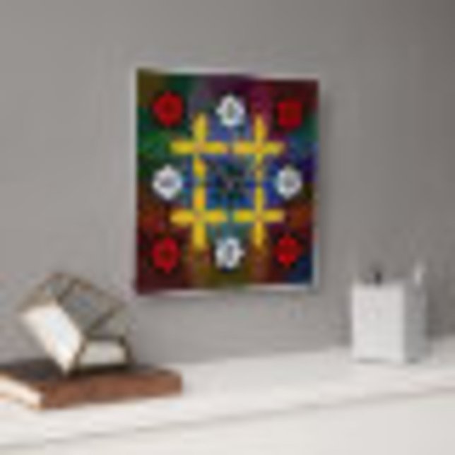 Modern Psychedelic Geometric Floral Mandala Wall C Square Wall Clock (Creator Uploaded)