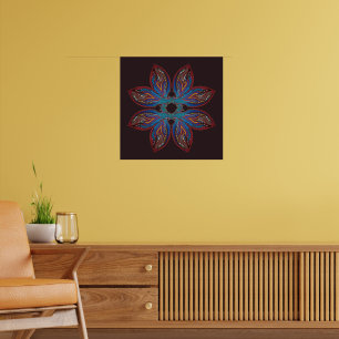 Modern psychedelic mandala poster