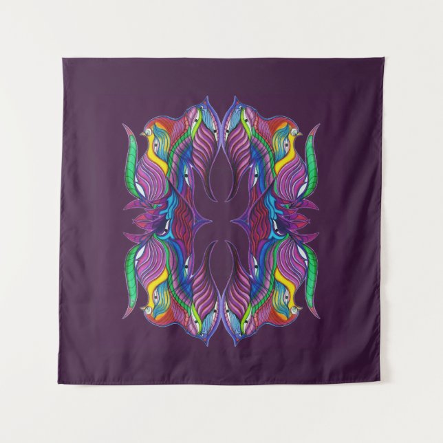 Modern psychedelic mandala tapestry (Front)