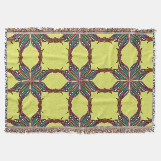 Modern psychedelic mandala throw blanket (Front)