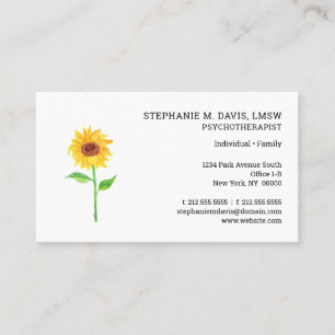 Modern Psychotherapist Sunflower Business Card