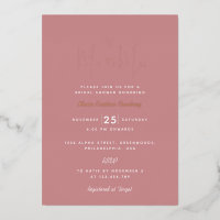 Modern Puce Pink Heart Ms to Mrs Bridal Shower