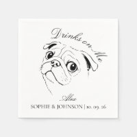 Modern Pug Dog Minimalist Black Line Art Sketch