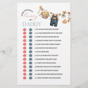 Modern Pumpkin Baby Shower Mom or Dad Game