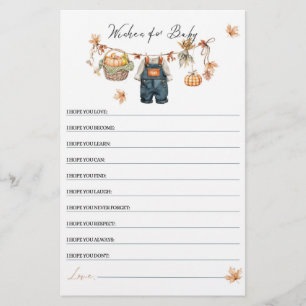 Modern Pumpkin Fall Baby Shower Wishes Game