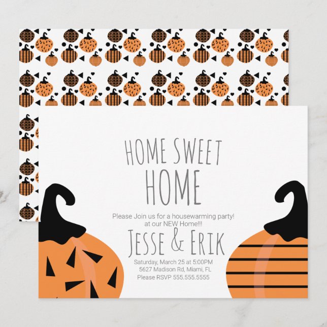 Modern Pumpkin Fall Housewarming Party Invitation (Front/Back)