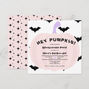 Modern Pumpkin Halloween Any Year Birthday Invitation