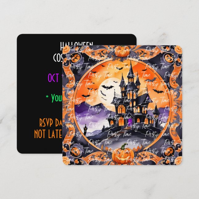 Modern Pumpkin Halloween Autumn Collection Invitation (Front/Back)
