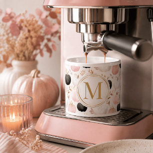 Modern Pumpkin Monogram – Personalized Initial Espresso Cup