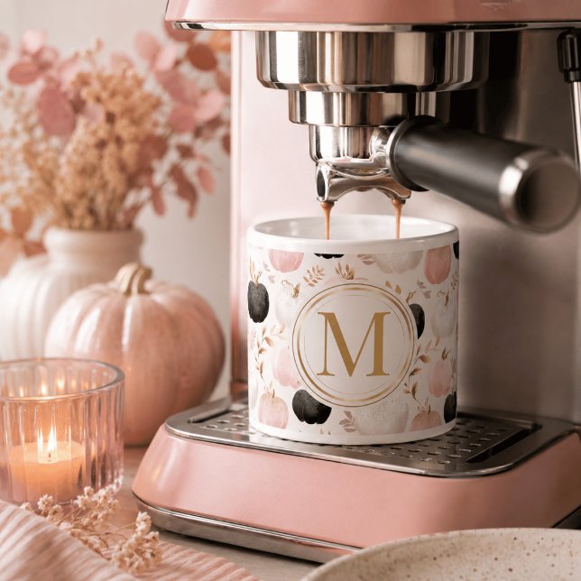 Modern Pumpkin Monogram – Personalized Initial Espresso Cup (Creator Uploaded)