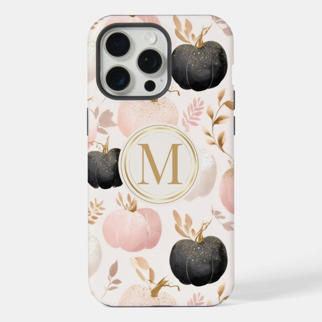 Modern Pumpkin Monogram – Personalized Initial  iPhone Case (Back)