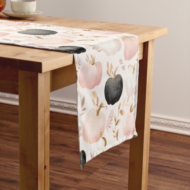 Modern Pumpkin Monogram – Personalized Initial  Short Table Runner (In Situ)