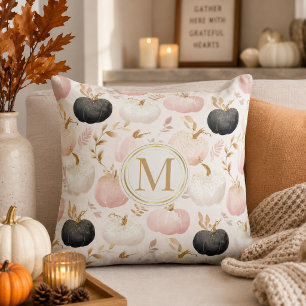 Modern Pumpkin Monogram – Personalized Initial Throw Pillow