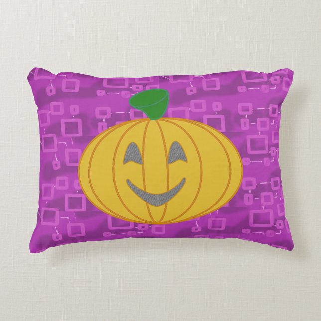 Modern Pumpkin on Purple Geometric Accent Pillow (Front)