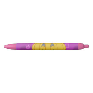 Modern Pumpkin on Purple Geometric  Blue Ink Pen