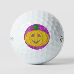 Modern Pumpkin on Purple Geometric Golf Balls