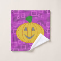 Modern Pumpkin on Purple Geometric