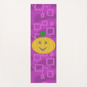 Modern Pumpkin on Purple Geometric Yoga Mat