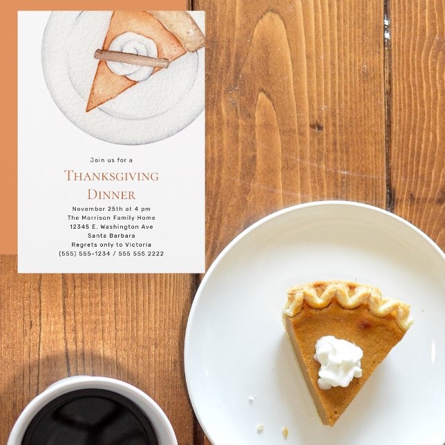 Modern Pumpkin Pie Thanksgiving Dinner  Invitation (Creator Uploaded)