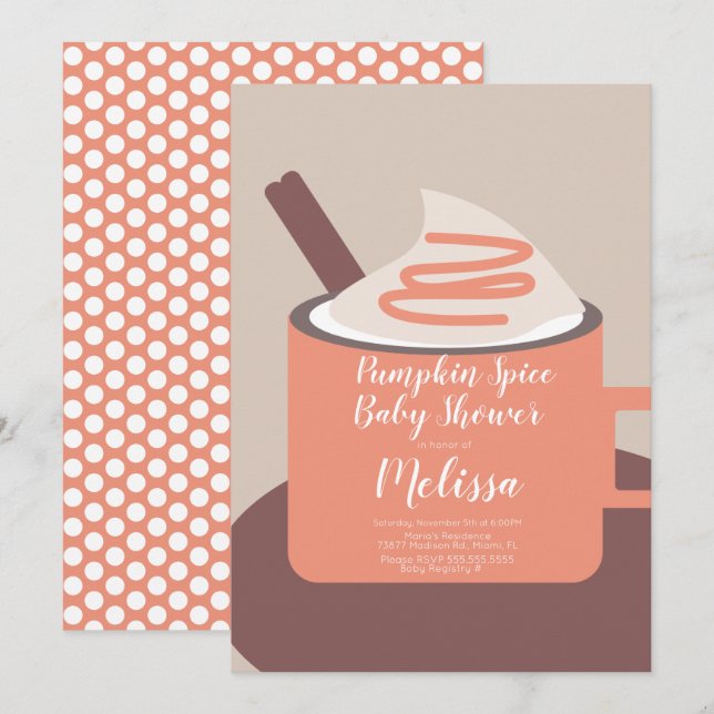 Modern Pumpkin Spice Mug Fall Baby Shower Invitation (Front/Back)