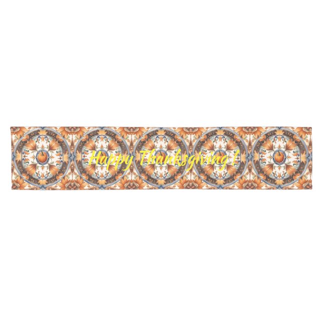 Modern Pumpkin Thanksgiving Autumn Collection Short Table Runner (Horizontal)