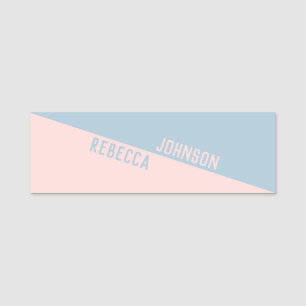 Modern Punchy Pastel Light Blue Light Rose Duotone Name Tag