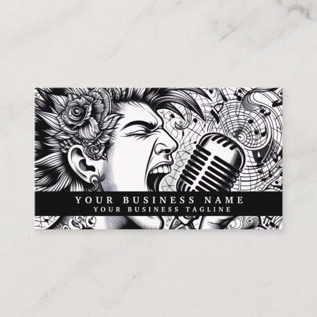 Modern Punk Rock Mohawk Angry Business Card (Front)