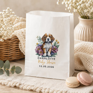 Modern Puppy Dog Terracotta Baby Shower Favour Bag