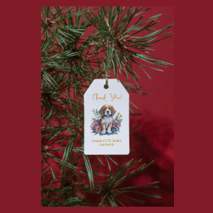 Modern Puppy Dog Terracotta Baby Shower Gift Tags