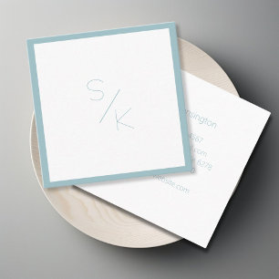 Modern Pur Blue White Mpnogram Business Card