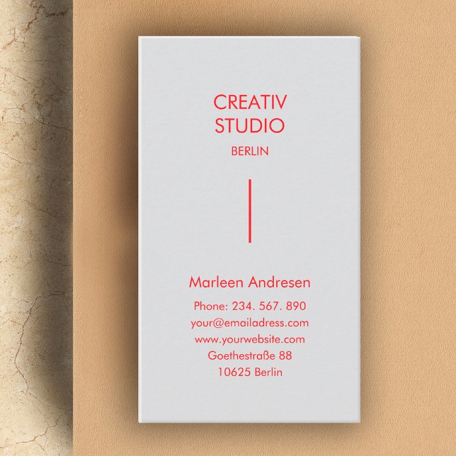 Modern Pure Grey Red Business Card (Creator Uploaded)