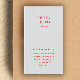 Modern Pure Grey Red Business Card