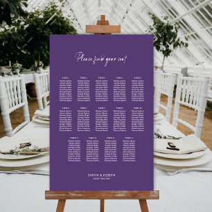 Modern Purple 14 Table Wedding Seating Chart
