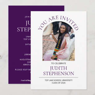 Modern PURPLE 2026 Photo LAW Graduation Party Invitation