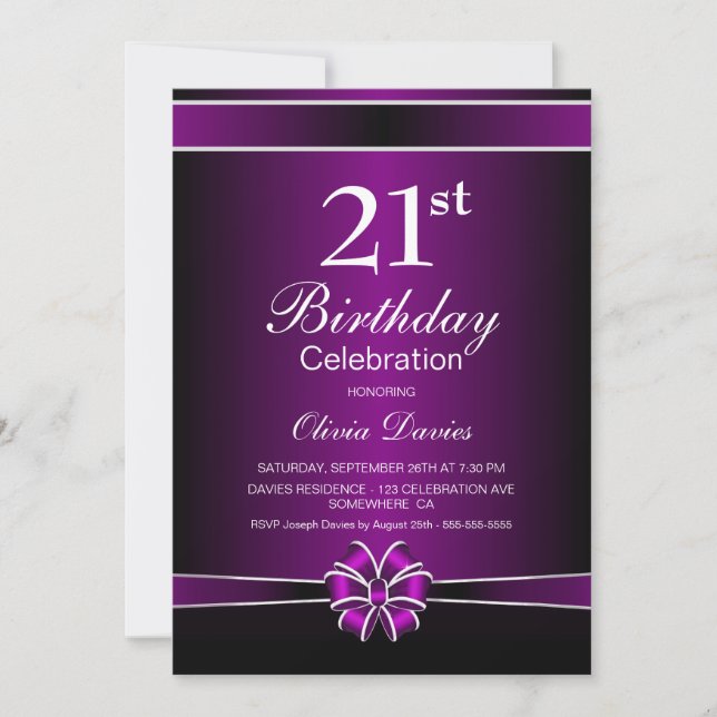 Modern Purple 21st Birthday Celebration Invitation (Front)