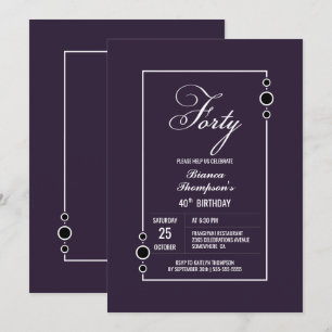 Modern Purple 40th Birthday Party Invitation