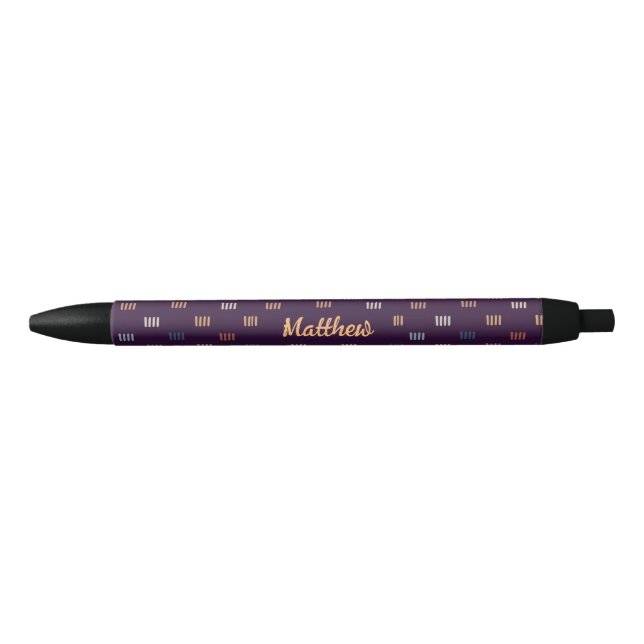 Modern Purple Abstract Art Seamless Pattern Black Ink Pen (Front)