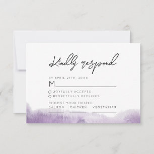 Modern Purple Abstract Watercolor Wedding RSVP Card