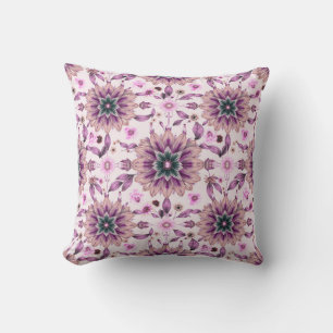 Modern Purple Aesthetic Floral Pattern Throw Pillow