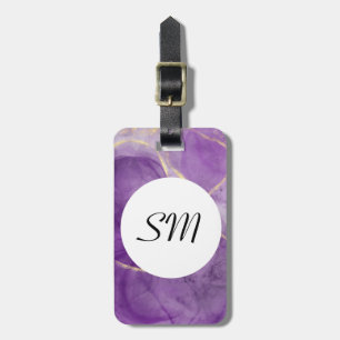 Modern Purple Alcohol Ink Art Luggage Tag